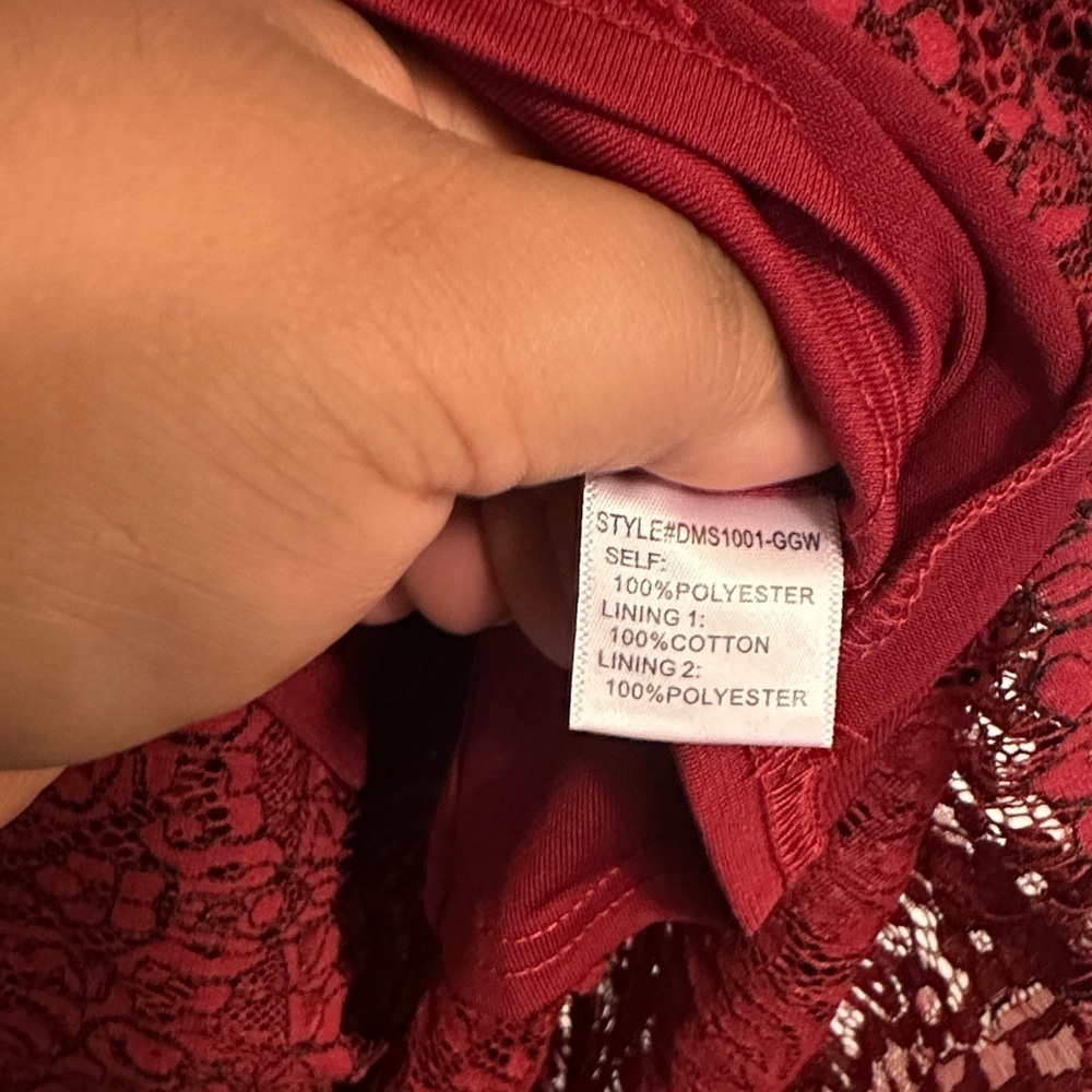 4SI3NNA Burgundy Lace Midi Dress - Picture 9 of 9